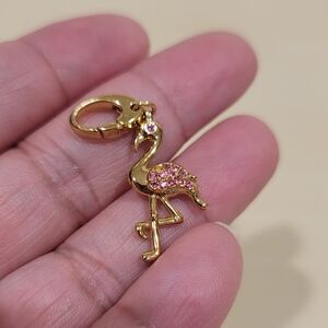 Spartina 449 Flamingo Charm Custom Hinged Clasp Gold Plated Pink Crystals